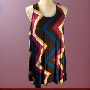 ZigZag Stripe Blouse Sleeveless Multi-Color Print Size Small
